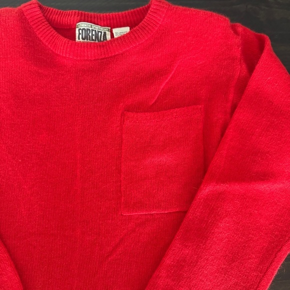 Vintage Forenza Red Sweater Size Medium Lambswool Angora Pocket Authentic - Picture 3 of 7